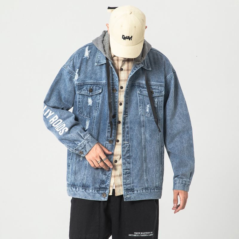 

2021 New Denim with Hooded Men's Jeans Black Blue Jacket Spring Autumn Fashion Clothes Plus Oversize M-5xl Yxn8, 2205 1