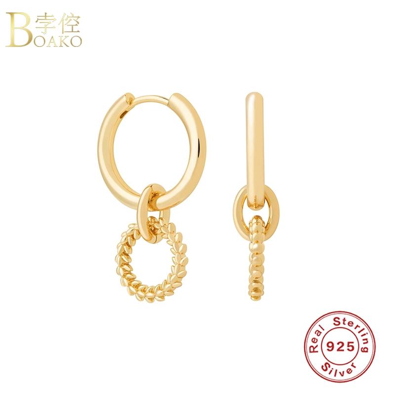 

BOAKO 925 Sterling Silver Charm Piercing Ohrringe Hoop Earring Gifts Joyero Pendientes Brincos Aretes 2021 Fine Jewelry For Gift