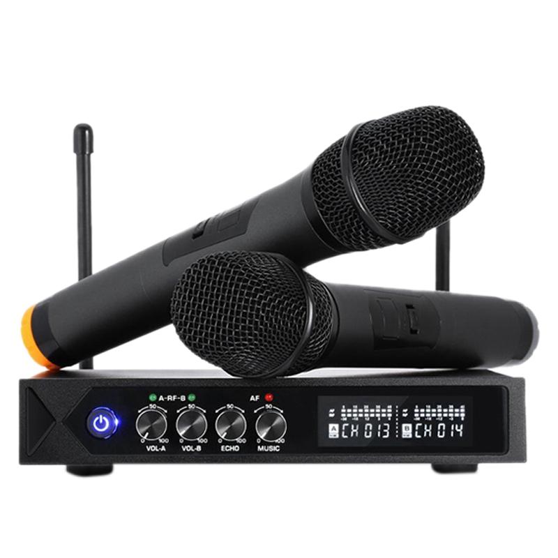 

Ktv Wireless Microphone, One for Two with Reverb Tuning Karaoke Bluetooth Home TV Wireless Karaoke Microphone(EU Plug