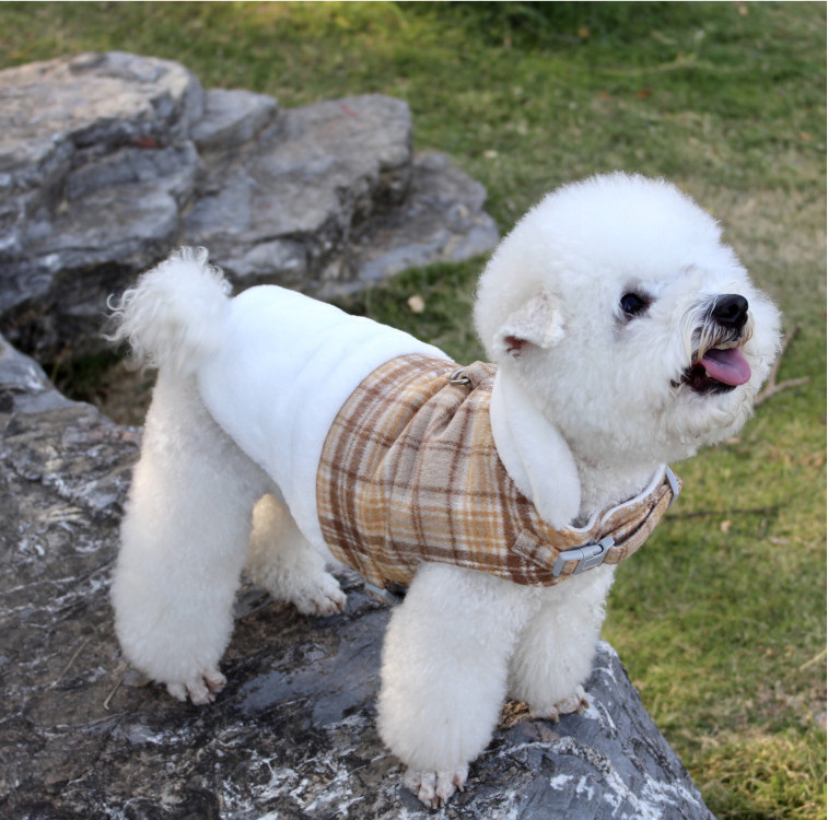 

2021 winter pet clothes designer dog clothing fashion warm plush cotton coat pet dog walking clothes soft outdoor outwear wholesale, Khaki