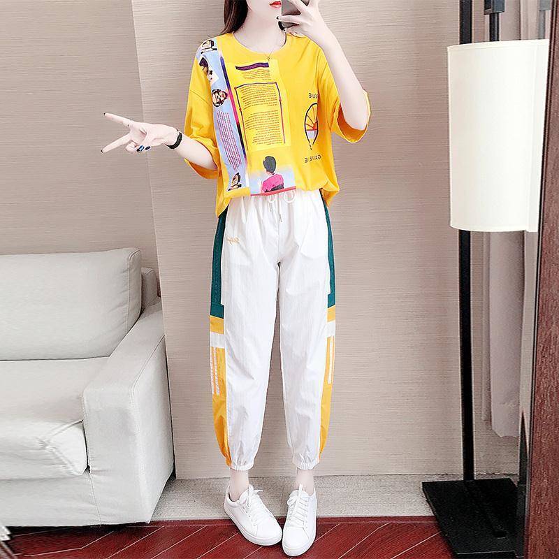 

Printing Letter Training Women of Two Parts Set 2020 Summer Plus Size T-shirt Top and Pants Define Casual Tuesdays 2 Part Together D2l6, Picture color