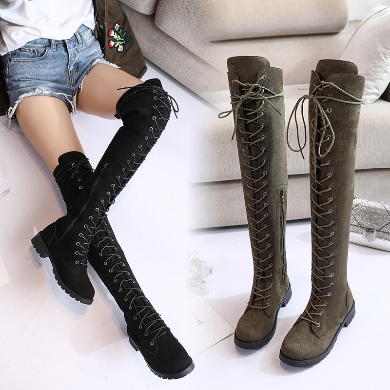 

New Thigh High Boots Women Boots Winter Shoes Over The Knee Suede Women Shoes Female Winter Plus Size1, Black