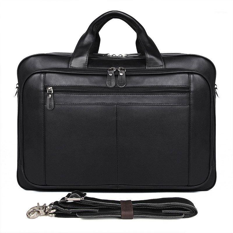 

Genuine Leather Briefcase Quality 17 Inch Business Men Leather Bag Men Messenger Laptop Bag 17 Inch Maletines Hombre1, Black