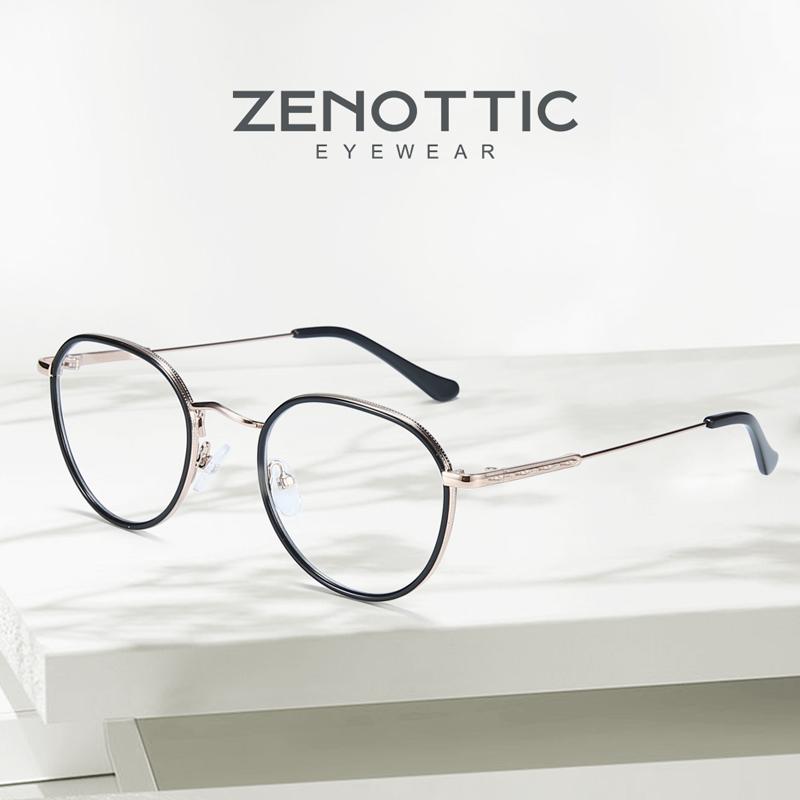 

Fashion Sunglasses Frames ZENOTTIC Retro Metal Windsor Round Glasses Frame Men Women Optical Myopia Lear Lens Sepectacles Prescription Eyegl