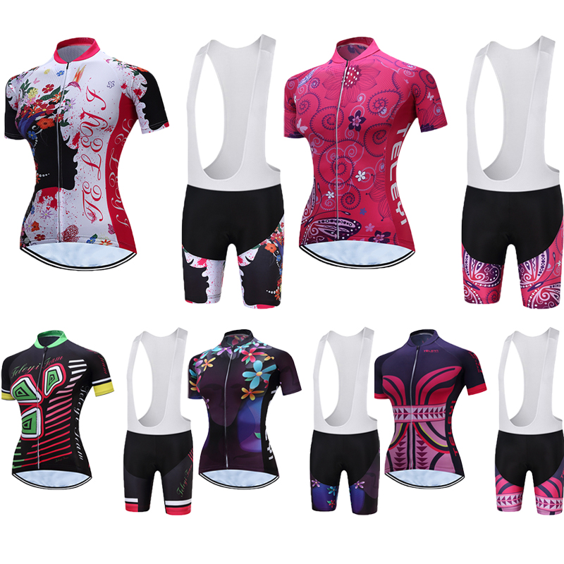 

Free shipping bicycle clothing women Summer cycling jersey set 2020 Female bike wear MTB suit Sport clothes mallot dress uniform, Color 19