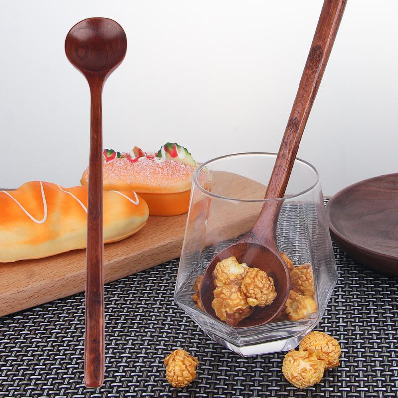 

1 Pc Long Spoons Wooden Korean Style Spoon Natural Wood Long Handle Round Spoons For Soup Cooking Mixing Stirr Kitchen Utensil