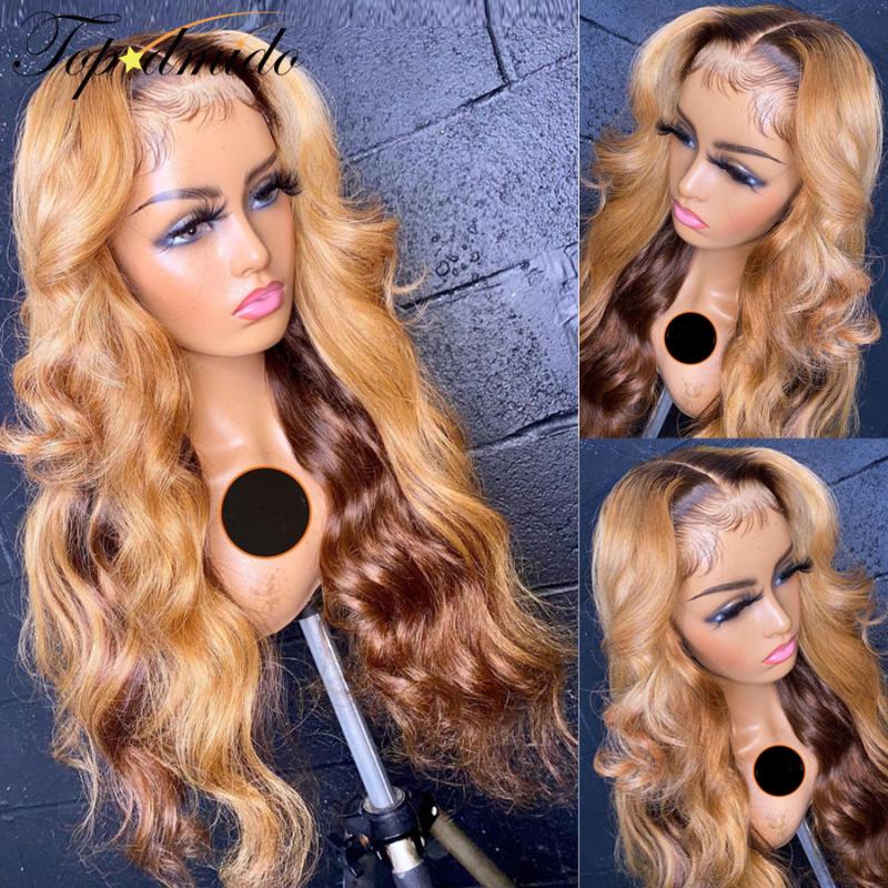 

Topodmido 13X6 Lace Front Wigs with Baby hair Highlight Honey Blonde Brazilian Body Wave Remy Human Hair Wigs Pre Plucked, As pic