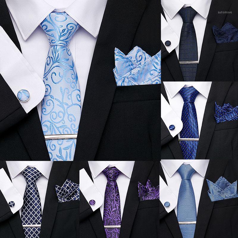 

Wedding Men ties Set Extra Long Size 145cm*7.5cm Necktie Navy Blue Paisley 100% Silk Neck Tie Wedding Party Mens Classic Ties1