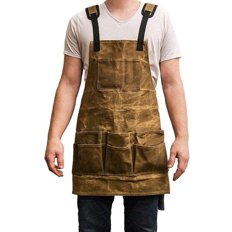 

Professional Canvas Woodworking Apron Collector Waxed Canvas Work Apron Waterproof Tool Heavy Duty Work Unisex