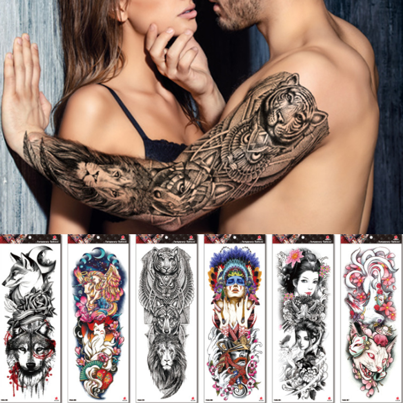 

Temporary Tattoo Sticker Water Proof Full Arm L Size Fake Tatoo for Man Woman