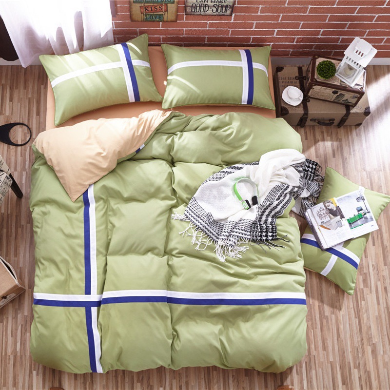

Summer Bedding Set 4 Pieces Modern Style Hit color Duvet Cover Pillowcase Bedsheet Pillowcase Home Decoration, 12