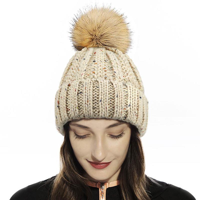 

Beanie/Skull Caps Winter Hats For Women Knitted Bonnet Pompom Hat Bonnets Casual Beanies Beanie Wholesale Autumn, White