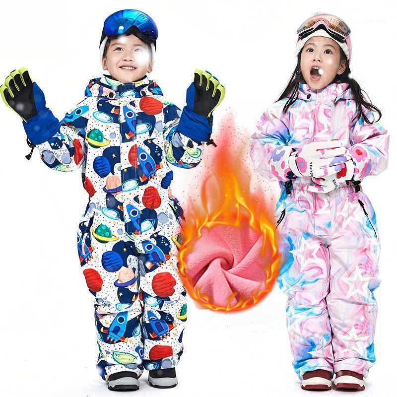 

Children Winter Ski Suit Waterproof Windproof Fleece Warm Coat Overalls Kids Snowboard Jacket For Boys Girls 90-130 Jumpsuit1
