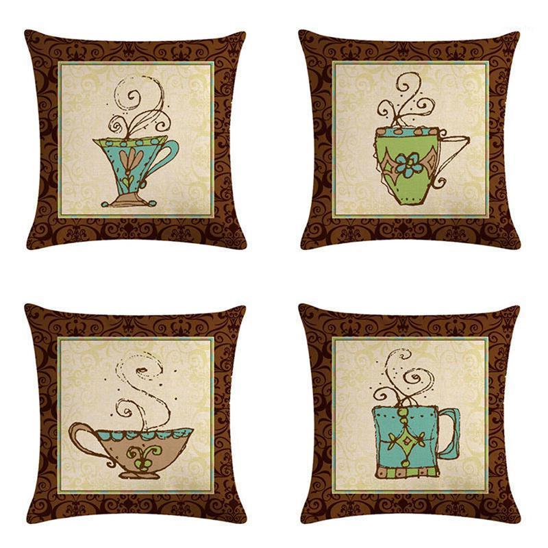 

Cartoon Coffee Cup Pattern Living Room Sofa Hug Pillowcase Home Textile Linen Hug Pillowcase Home / Car Cushion Cover1, Style 3