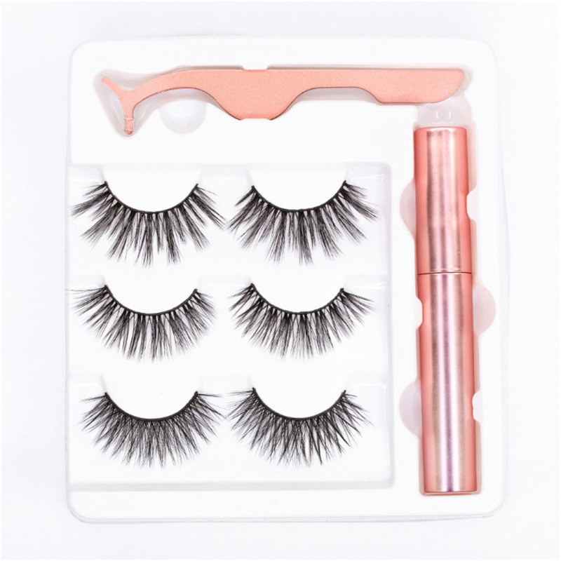 

New Magnetic Eyelashes with Eyeliner and Tweezer 3 Pairs 5 Magnetic False Eyelashes Liquid Eyeliner Makeup Set Reusable Eyelash No Glue