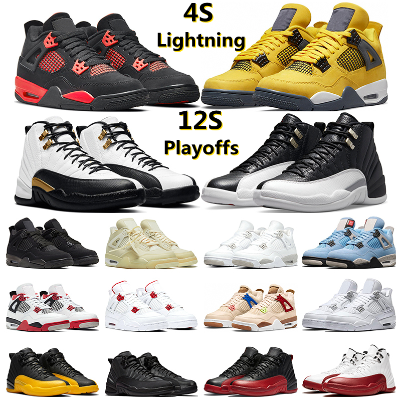 

jordam 4s 12s Basketball Shoes jorden 4 Red Thunder Sail Lightning Black Cat Pure Money jumpman 12 Royalty Taxi Playoffs Winterized trainers sports sneakers, #8 shimmer