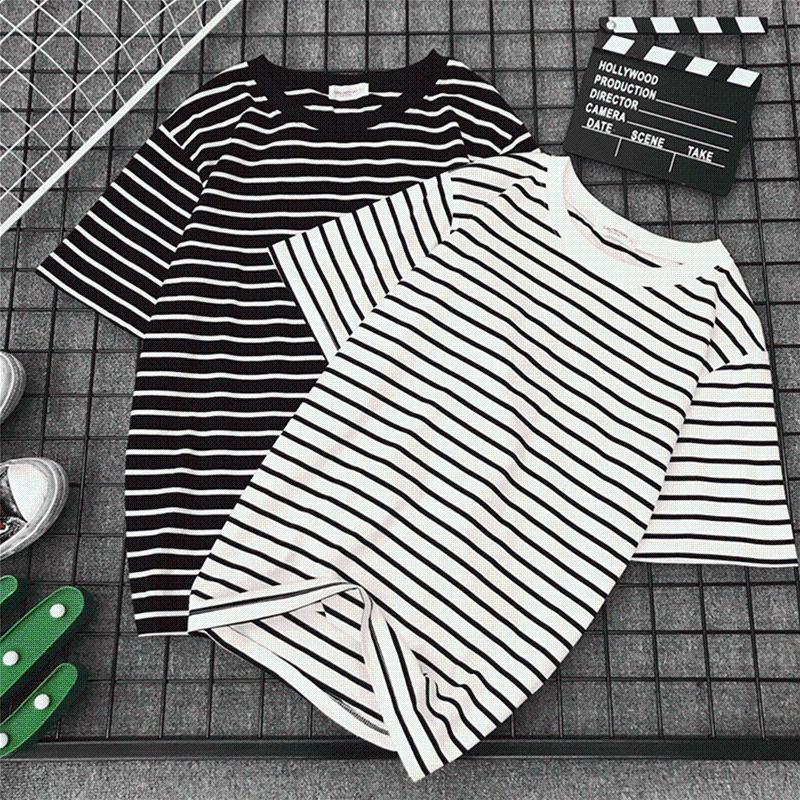 Black White Striped T Shirt Women UK 