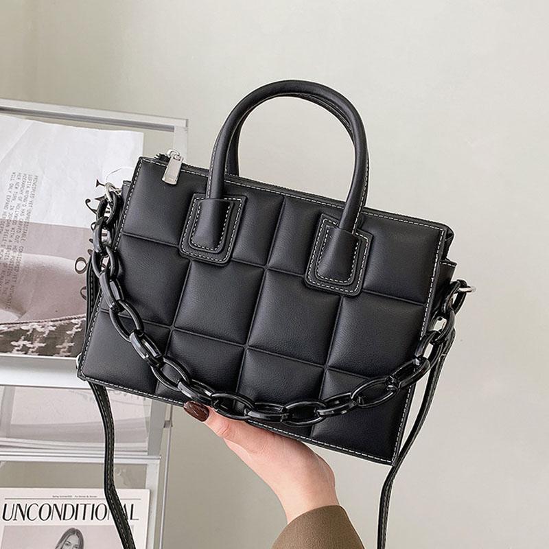 

Elegant Plaid Chain Crossbody Bags for Women 2021 Fashion High Quality Pu Leather Women's Designer Handbag Vintage Shoulder Bag, Khaki bag