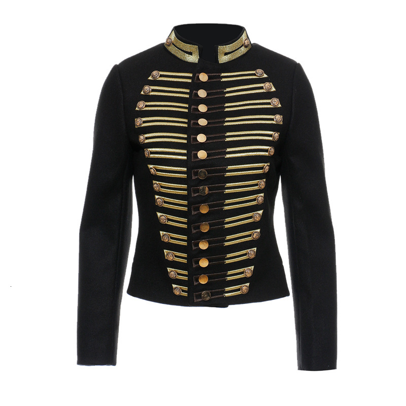 

High Quality Boutique Tribunal Retro Wool Short Coats Luxury Women Embroidered Clothes 2021 Autumn Outerwear Winter 97mp, Black
