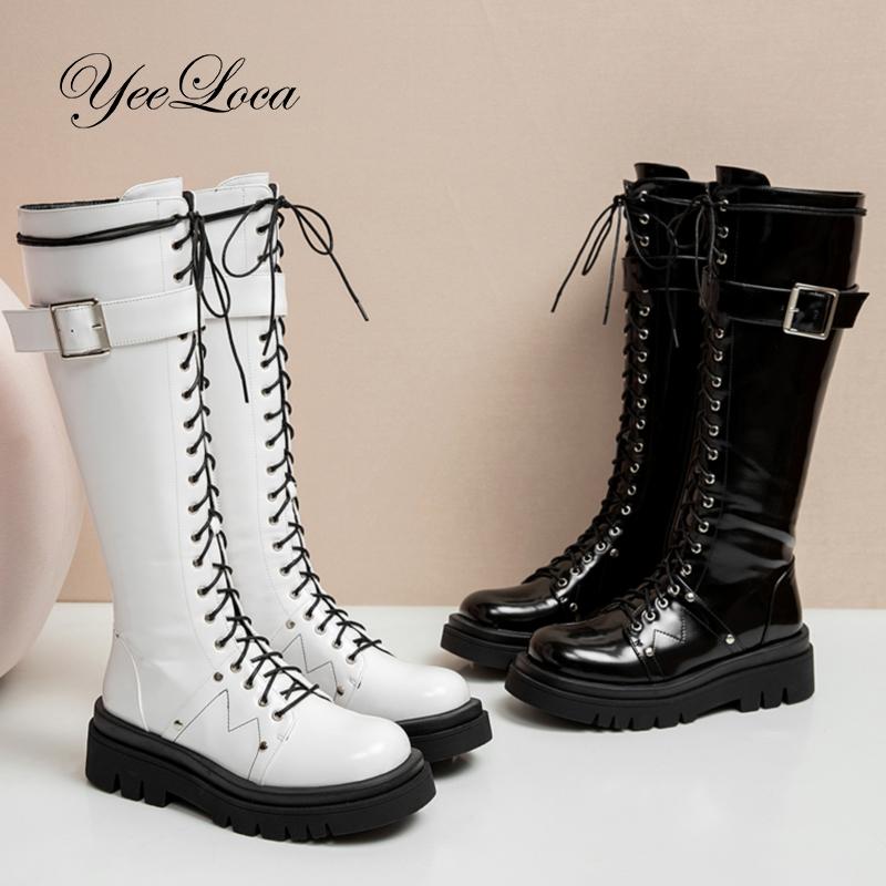 

Glitter Platform Boots Women Ankle Shoes Leather Motorcycle Boot Thick Sole Gothic High Heels Lace Up Zip Combat Punk Boot, Brown