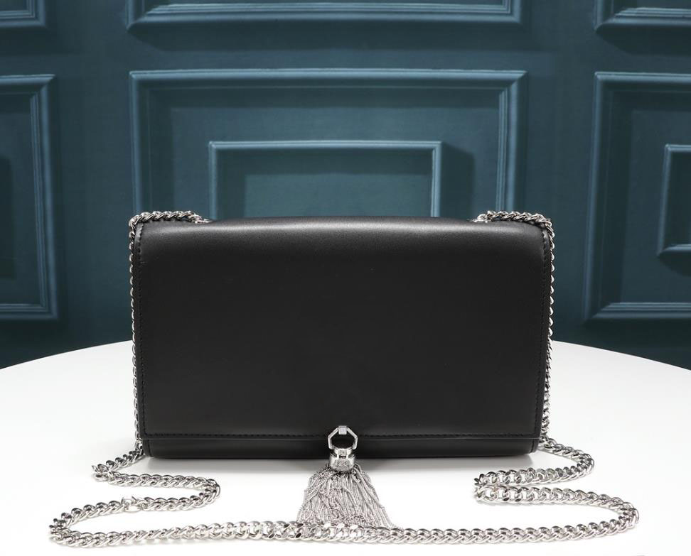 

NEW Fashion Woman Handbag Chain Cross body tassel Bag Small Shoulder Flap Bags Genuine Leather High Quality Purse Tote bags, Red(with tassel)