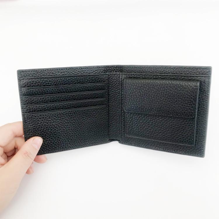 

Lychee Pattern Men's Wallet Two-fold Leather Multi-card Pocket Change Pocket Short Wallet Portafoglio Uomo Portefeuille Homme, Black