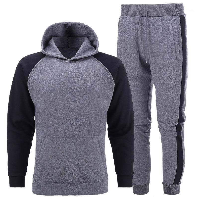 

Casual training suit suit men's pullover Warm fleece Long-sleeved cotton and trousers1, Gray