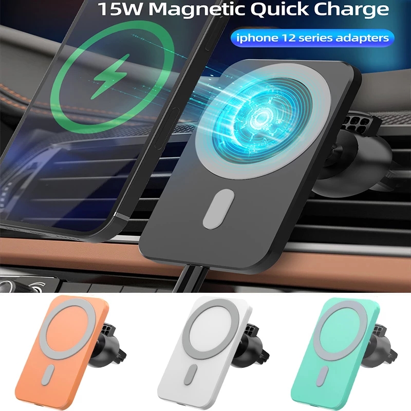 

15W Magnetic Wireless Car Charger Mount Stand For iPhone 12 Pro Max 12Mini Qi Fast Charging Wireless Charger For Samsung Car Phone Holder