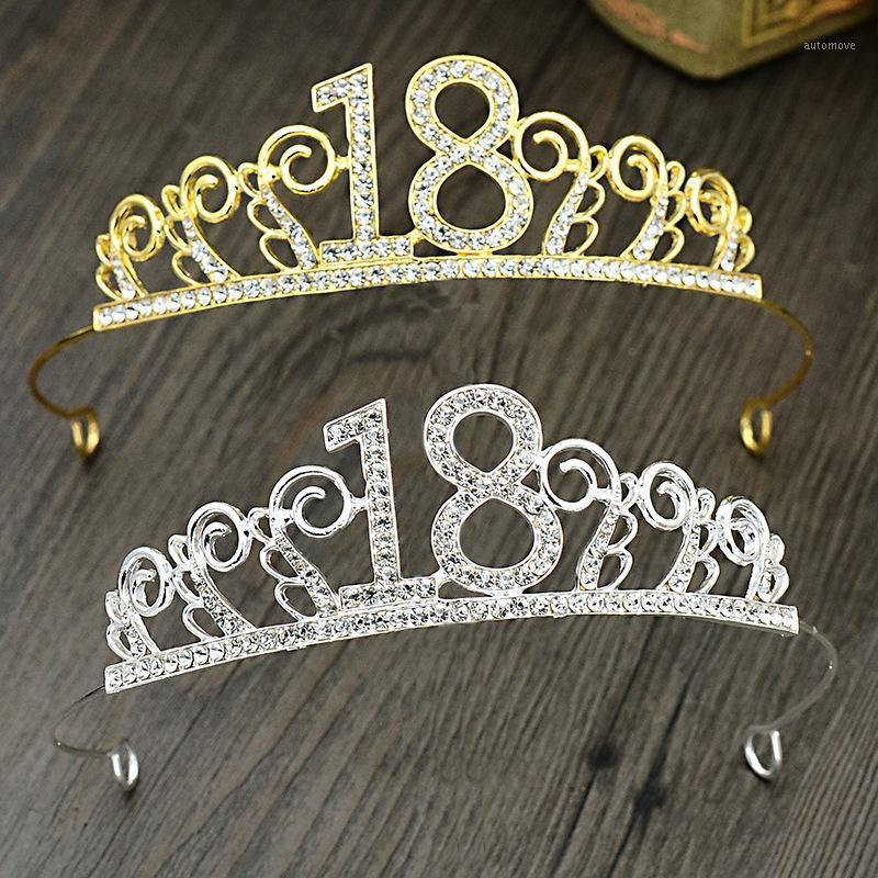 

Crown For 18 Years Old Birthday Tiara Hairbands Accessories Girls Boy Top Rhinestone Party Gold Crown Hair Jewelry Young B62751