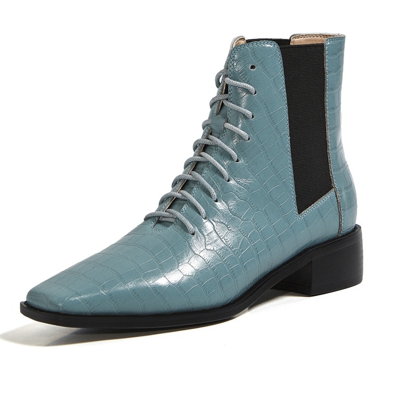 

2021 New Female Ankle Genuine Leather Woman Shoes Party Ladies Boots 65vo, Blue