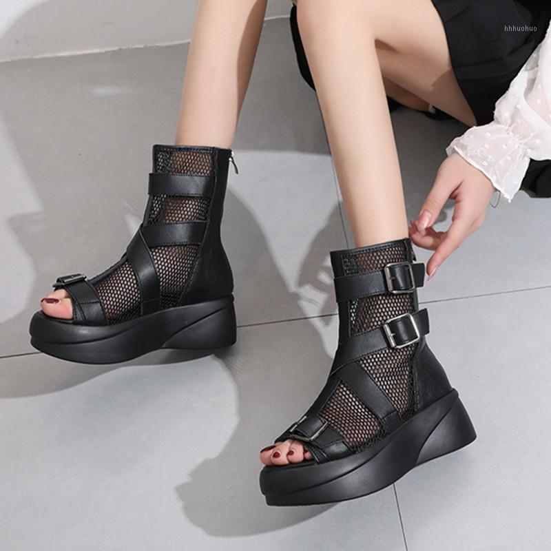 

With Heel Med Cross Open Toe Cross-shoes Comfort Shoes For Women All-Match Wedge Sandals Summer Flat Platform Suit Female1