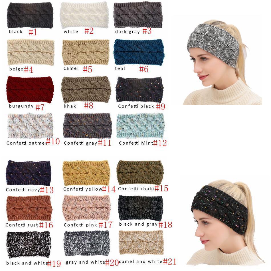 

CC Hairband Colorful Knitted Crochet Twist Headband Winter Ear Warmer Elastic Hairbands Wide Hair Accessories For ladies or girls, 21 colors stock for choose
