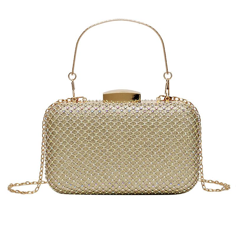 

Women Evening Bags Designers Diamond Gold Chains Female Handbags PU Leather Women's Shoulder Bag Crossbody Bags For Women, Black