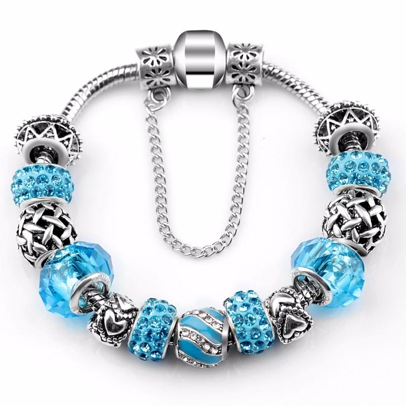 

2020 Bottom Price Promotion 2 Weeks Antique Silver plated Original Women Glass Charm Bracelet & Bangle Fit Charm Bracelet
