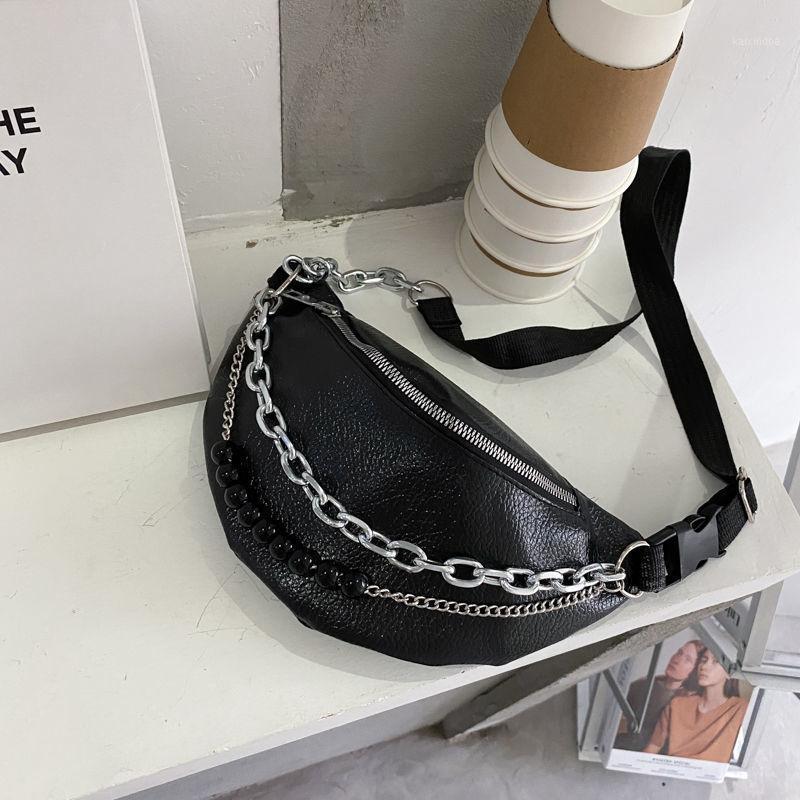 

Fanny Pack Women's Waist Bag Pu Leather Black Chain Bum Bag Fanny Waist Pack Women Waterproof Phone Pouch1