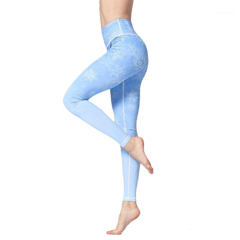 

Women High Waist Yoga Sports Leggings Sakura Snowflake Print Workout Tights Pant A2UF1
