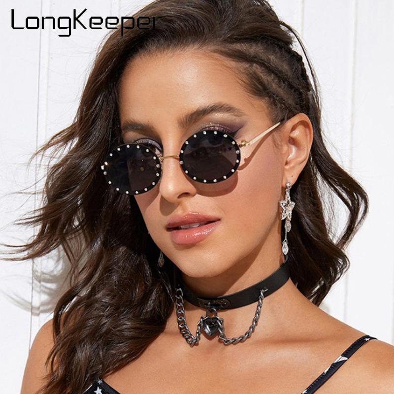 

Luxury Small Rimless Sunglasses Women Vintage Brand Designer Alloy Rivet Oval Sun Glasses Female Black Red Blue Eyewear UV400
