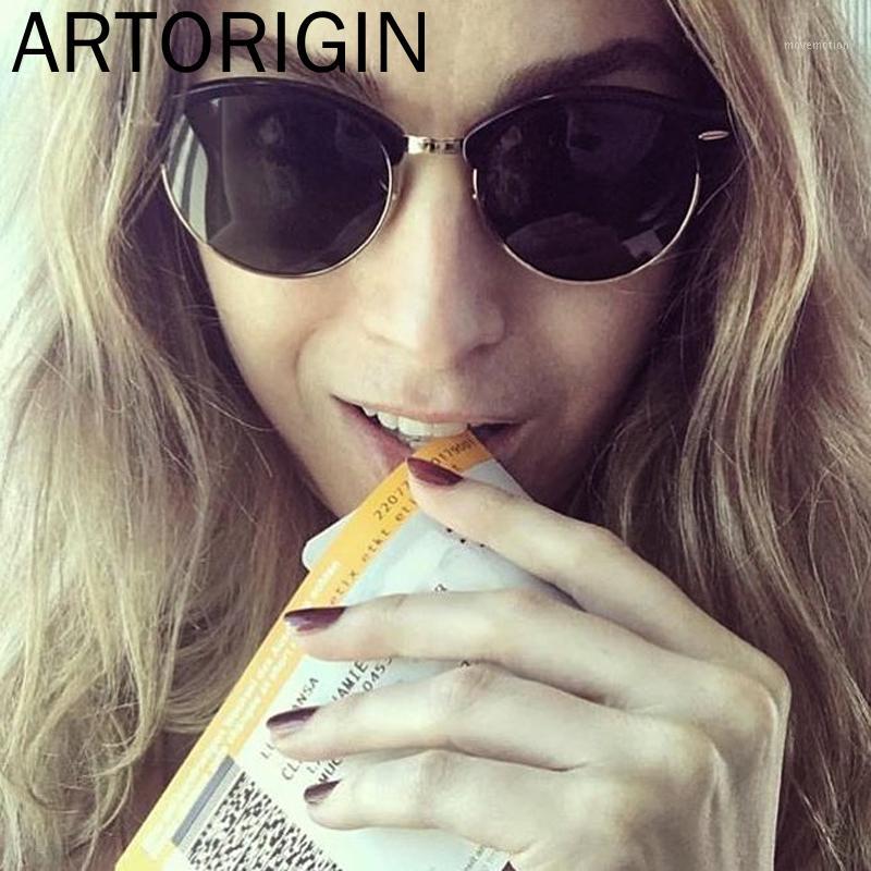 

Cat Eye Sunglasses Women Club Round Glasses Men Rivets Half Frames Brand UV400 Sun Glasses Female Feminino1