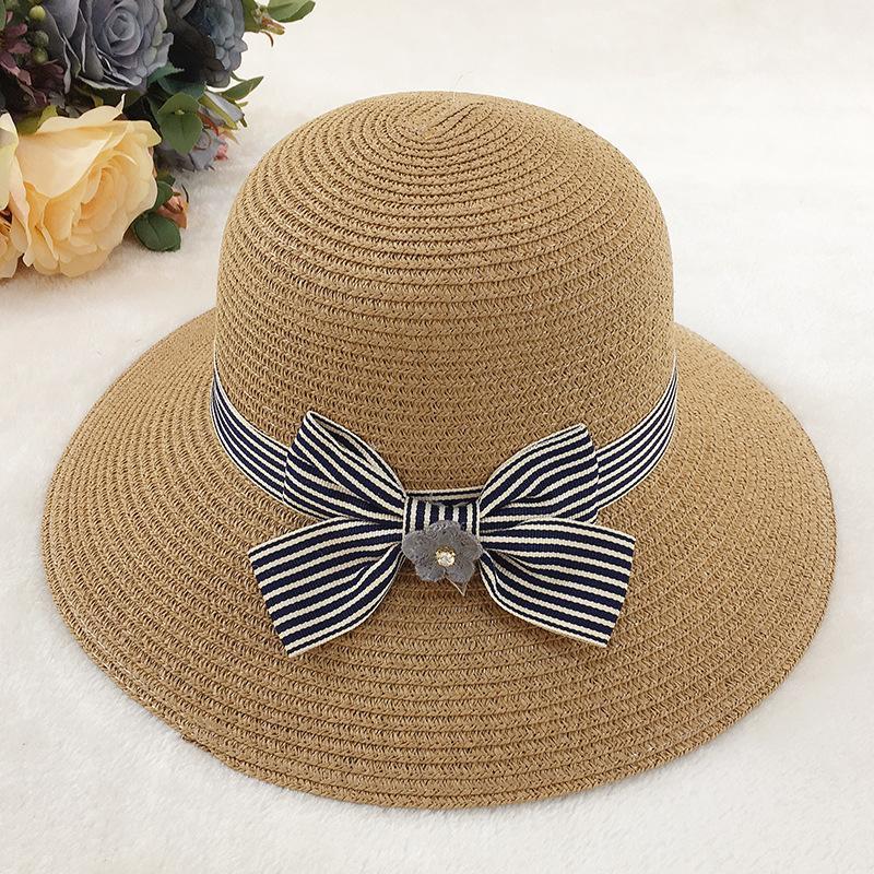 

New Straw Sunhats Women Bowkont Flowers Visor Hats Lady Leisure Basin Beach Sunshade Cap Spring and Summer Fashion Caps H0291, Ivory