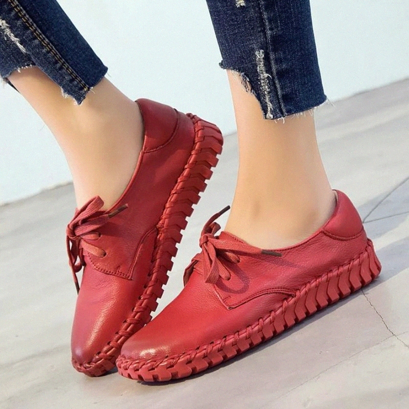 

New Women Genuine Leather Shoes Moccasins Mother Soft Leisure Flats Female Driving Casual Flat Shoes Size 35-41 #mU6u