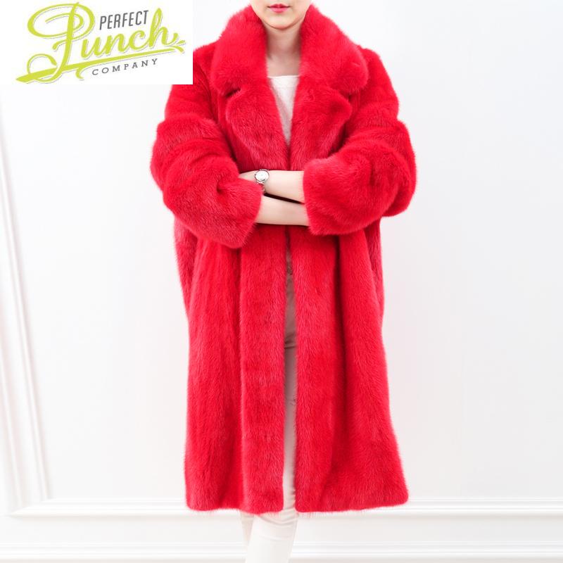

Autumn Winter Faux Women Coat Turn Down Collar Lady Coats Long Loose Slim Female Overcoat High Quality ST012, Red