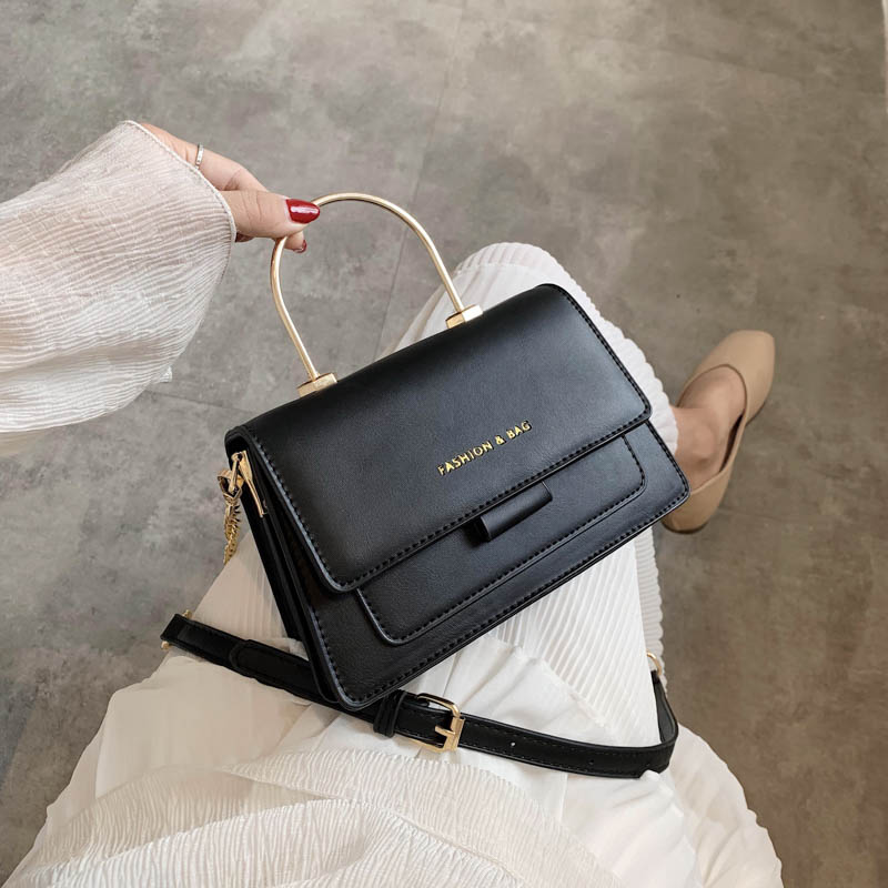 

HBP Women Messenger Bags Top Handle Bag Leather Shoulder Bag Female Crossbody Bags for Women Leather Paneller Bag Flap for Girls, Black