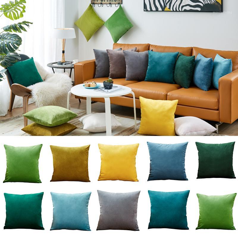 

26colors Pillow Cover Velvet Cushion Cover For Living Room Sofa 45*45 Kussenhoes Blue Home Decorative Housse De Coussin1, 16