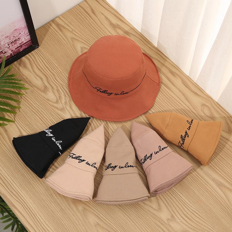 

Japanese Double-sided Fisherman Hat Fashion Summer Ladies Sun Hat Tide Letter Printing Wild Basin Hip Hop Bucket General, Pink