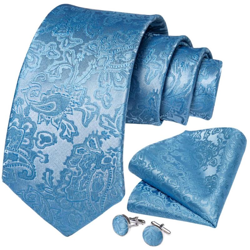 

Bow Ties Fashion Designer Wedding Men Tie Light Blue Solid Paisley Silk For Business Party DiBanGu Groom Kravat SJT-7334