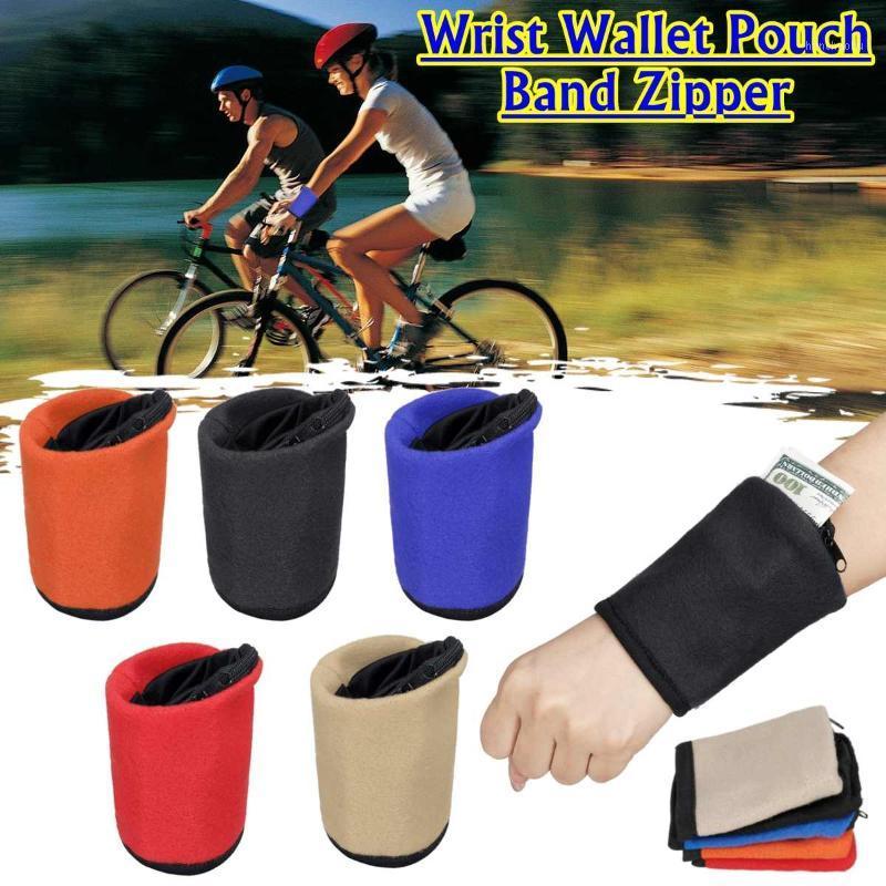 

Wristbands Sport Sweatband Zipper Wrist Wallet for Running Basketball Tennis Sweat Wrist Support Brace Wraps Guard Outdoor1, Orange