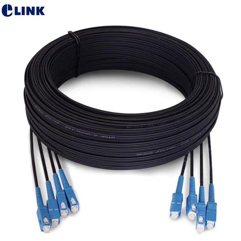 

50M SC/UPC 4 Cores Outdoor Drop optic patch cord single mode FTTH Drop Fiber Optic Jumper G652D Patch lead cable 3 steels 50mtr