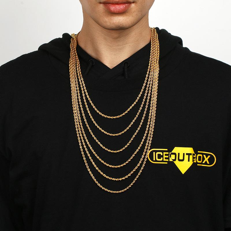 

Gold and Silver Color Width 3mm Rope Chain Necklace For Men Women 18/20/24/30 Inches Stainless Steel Chain Necklace Jewelry