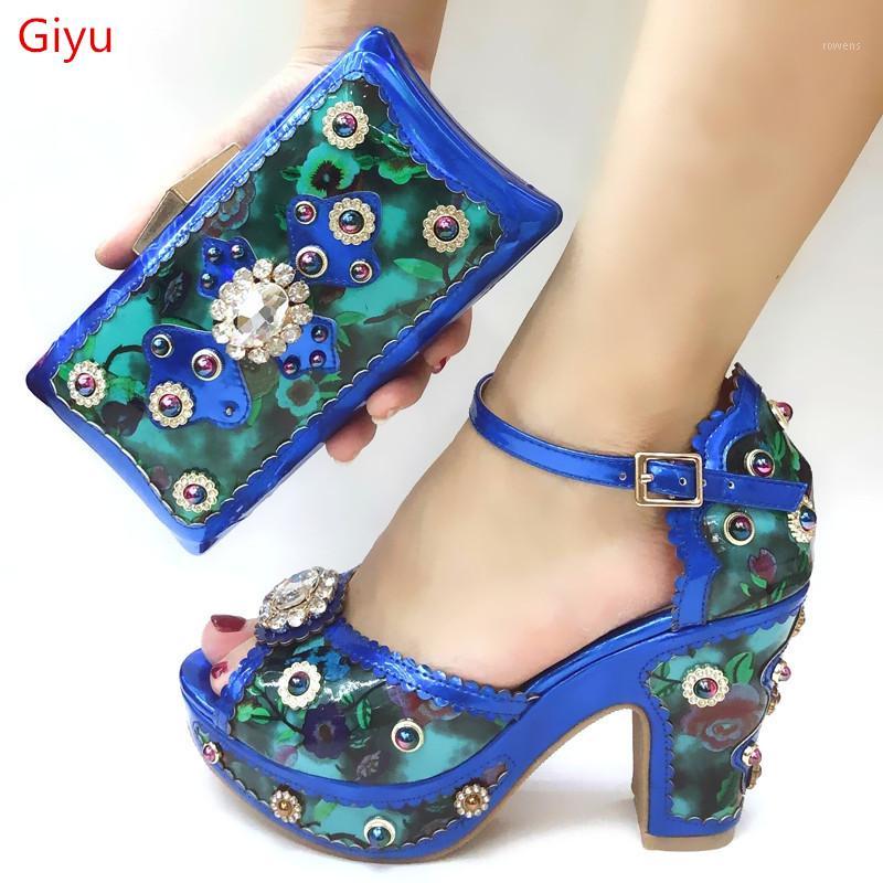 

doershow Shoes and Bag Set African Sets 2019 blue Color Italian Shoe Bag Set Decorated with Rhinestone High Quality!SJJ1-151, Black