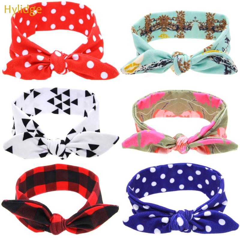

Hylidge Cute Dot Plaid Baby Girls Headband Printed Floral Head Band For Children Kids Ear Hair Band 1PC Hair Accessories, White